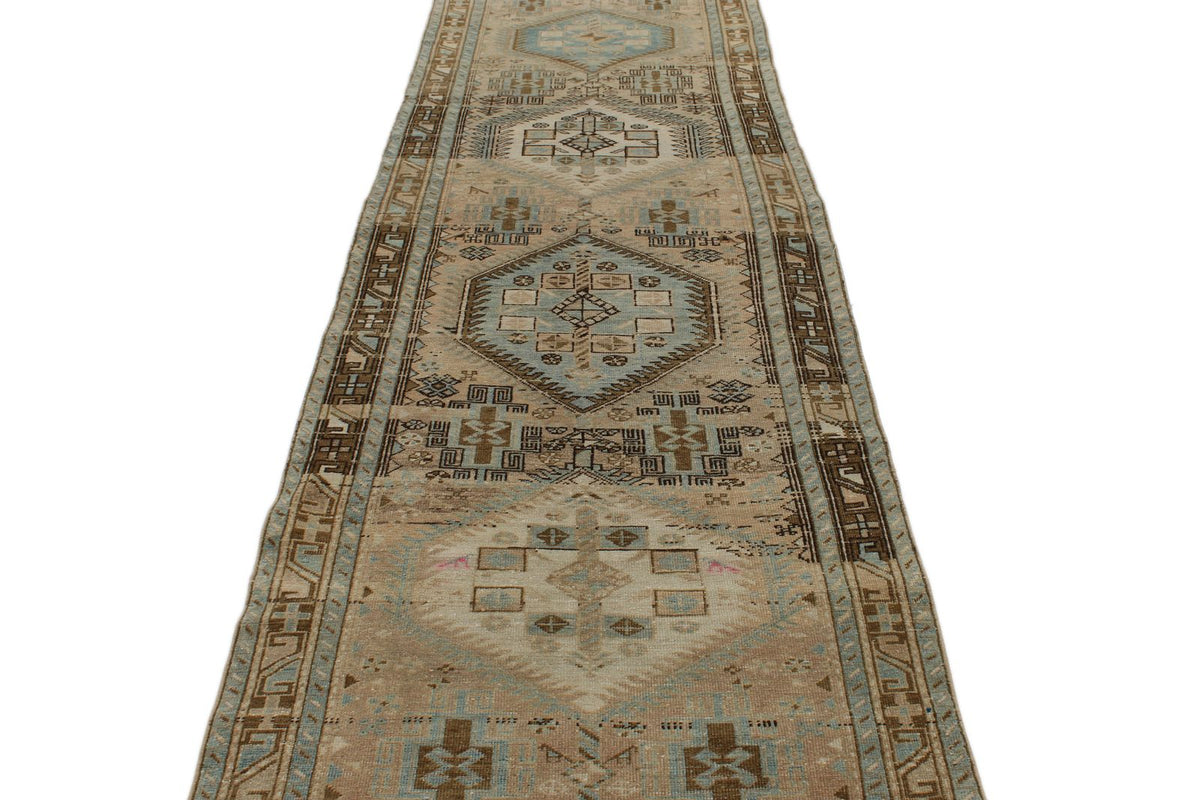 4x14 Ivory and Brown Persian Runner