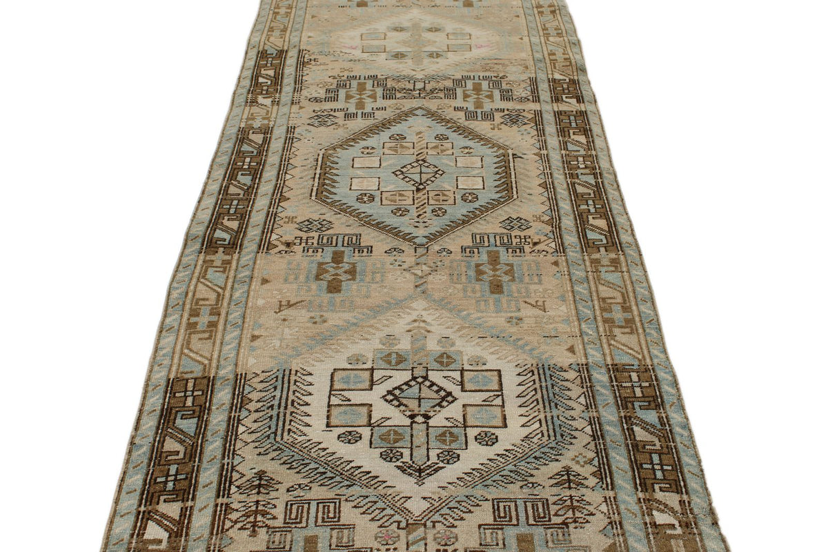 4x14 Ivory and Brown Persian Runner