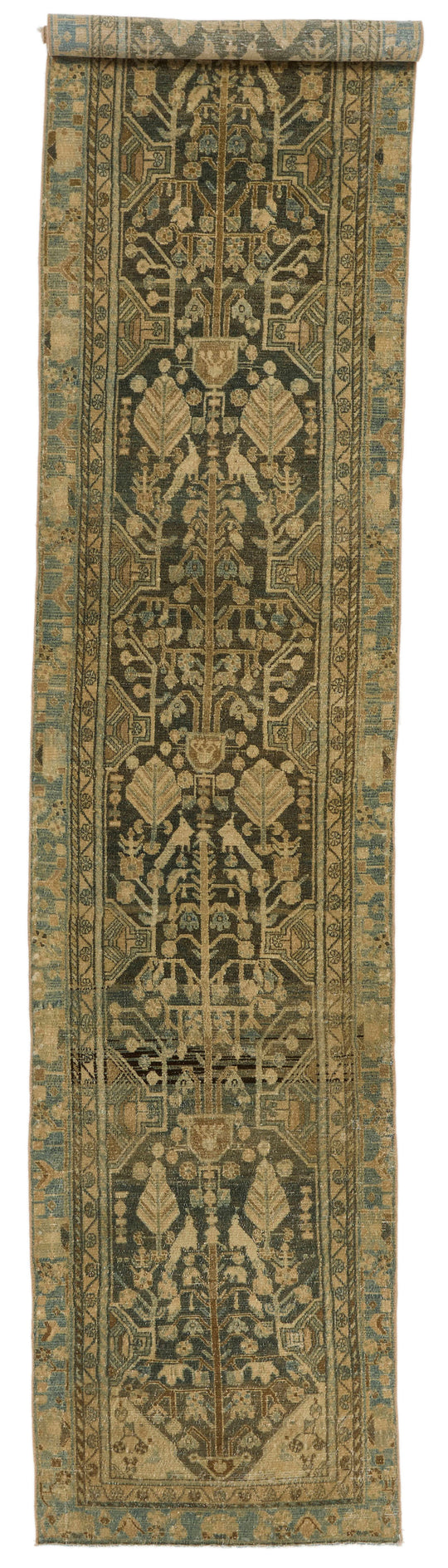 3x15 Green and Blue Turkish Persian Runner