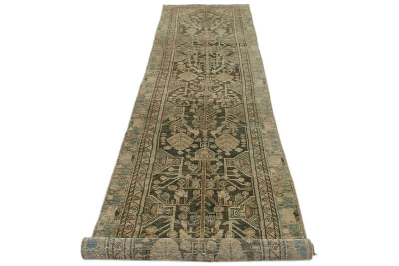 3x15 Green and Blue Turkish Persian Runner