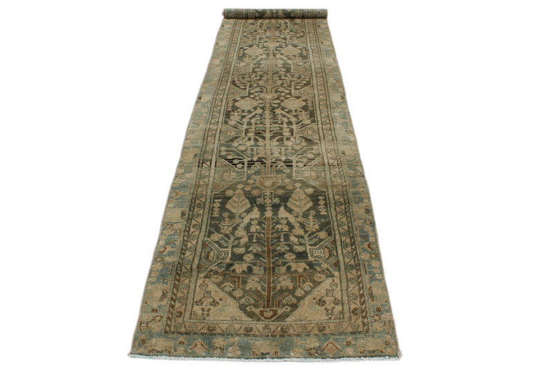 3x15 Green and Blue Turkish Persian Runner