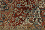 9x13 Red and Light Blue Turkish Oushak Rug
