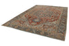 9x13 Red and Light Blue Turkish Oushak Rug