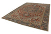 9x13 Red and Light Blue Turkish Oushak Rug
