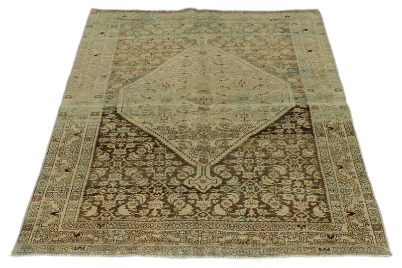4x5 Ivory and Brown Persian Traditional Rug