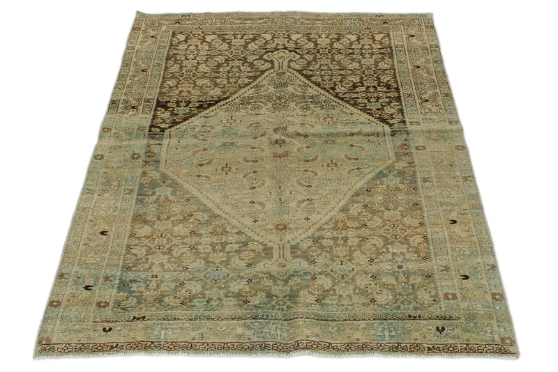 4x5 Ivory and Brown Persian Traditional Rug
