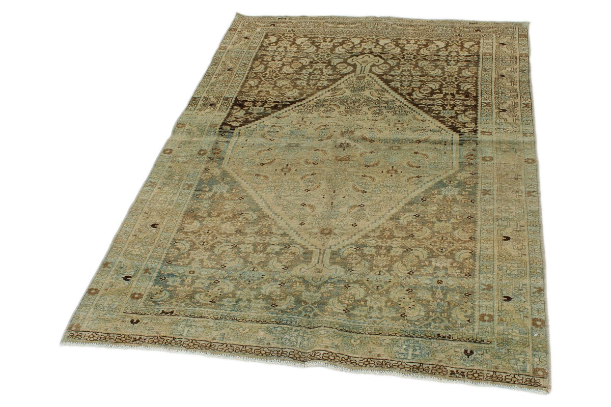 4x5 Ivory and Brown Persian Traditional Rug