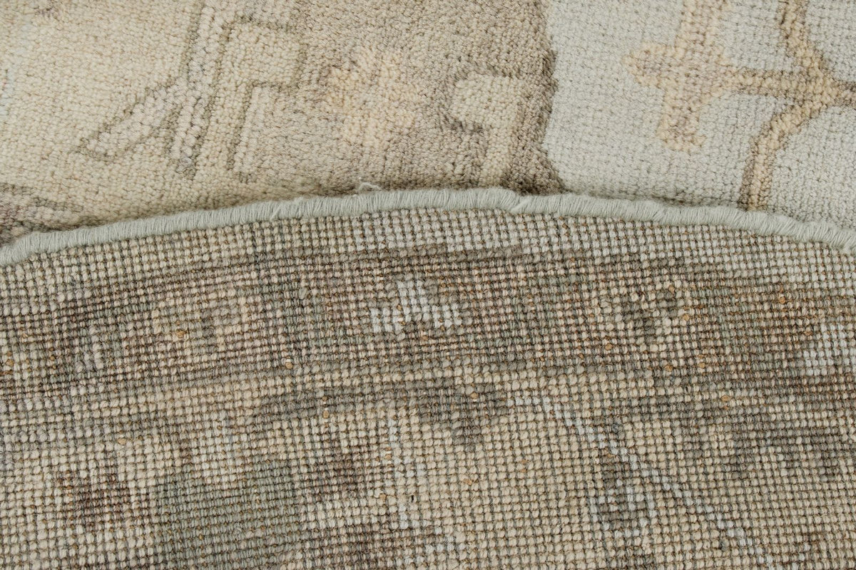 8x8 Blue and Ivory Turkish Oushak Rug