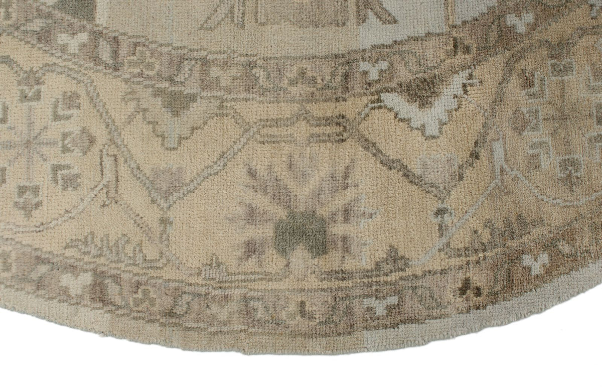 8x8 Blue and Ivory Turkish Oushak Rug