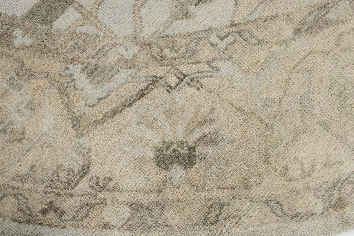 8x8 Blue and Ivory Turkish Oushak Rug