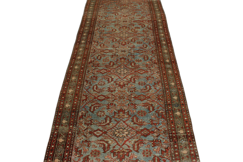 4x13 Light Blue and Ivory Persian Traditional Runner