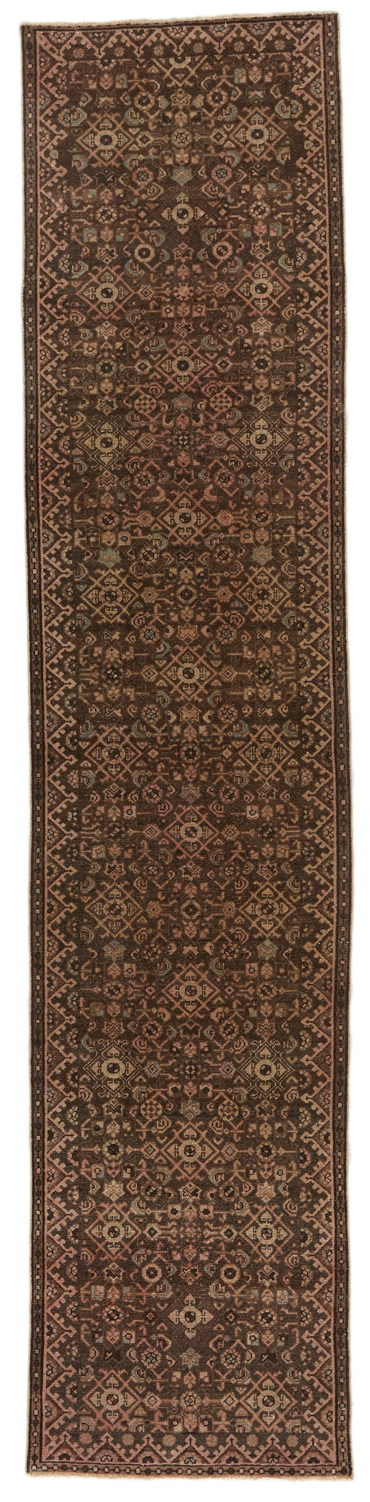 3x13 Ivory and Brown Persian Traditional  Runner