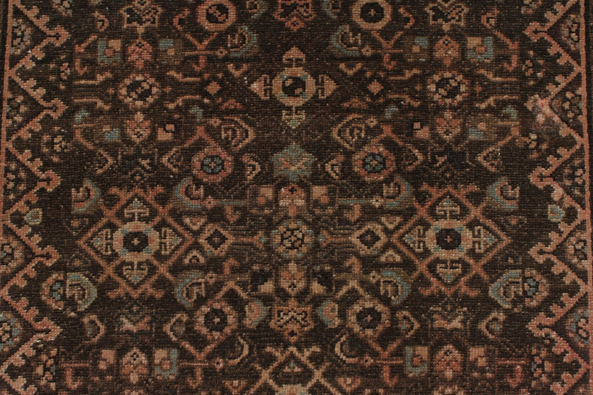 3x13 Ivory and Brown Persian Traditional  Runner