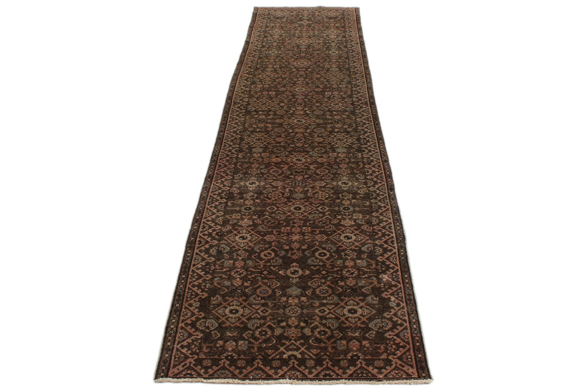 3x13 Ivory and Brown Persian Traditional  Runner