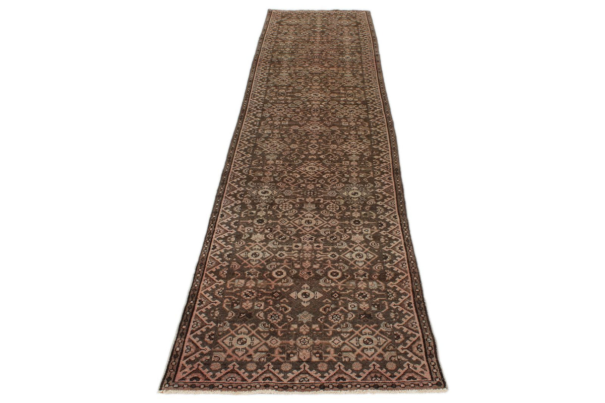 3x13 Ivory and Brown Persian Traditional  Runner