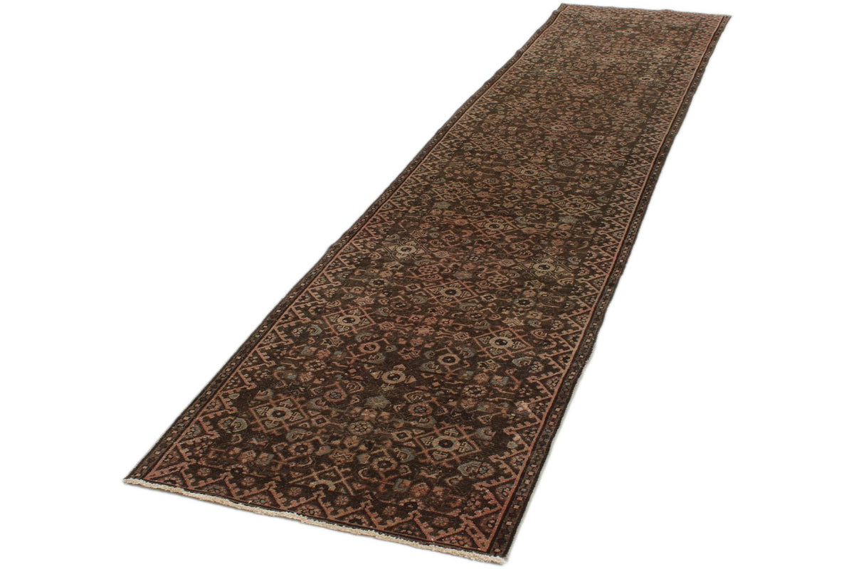 3x13 Ivory and Brown Persian Traditional  Runner