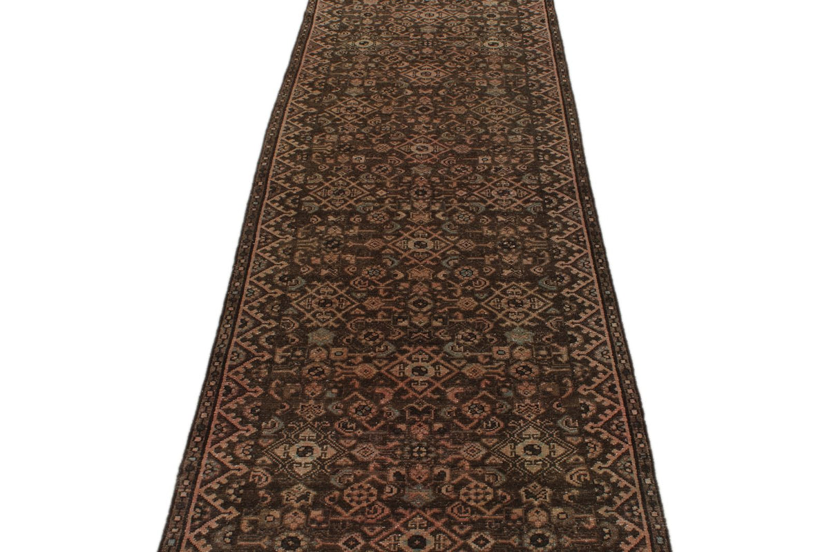 3x13 Ivory and Brown Persian Traditional  Runner