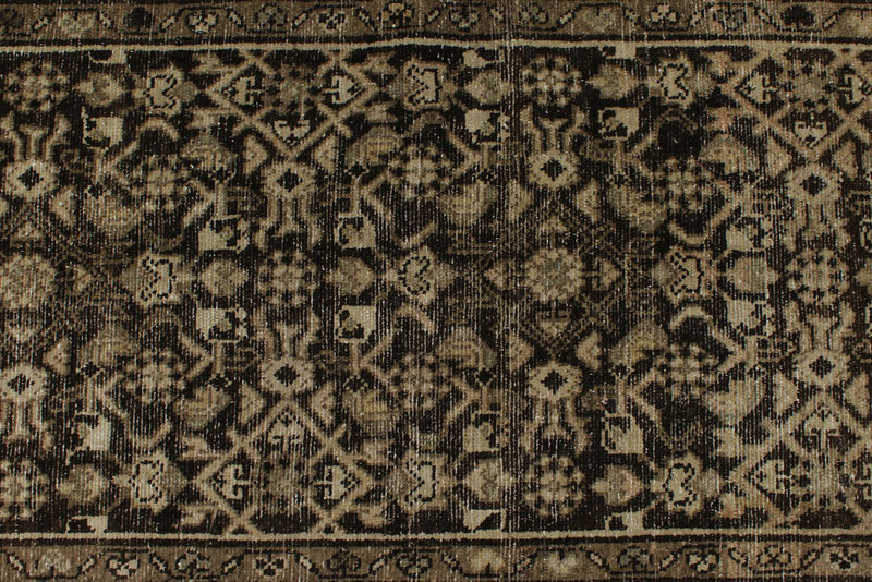 3x12 Brown and Ivory Persian Traditional Runner