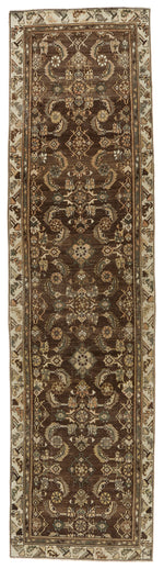 3x12 Ivory and Brown Persian Traditional Runner