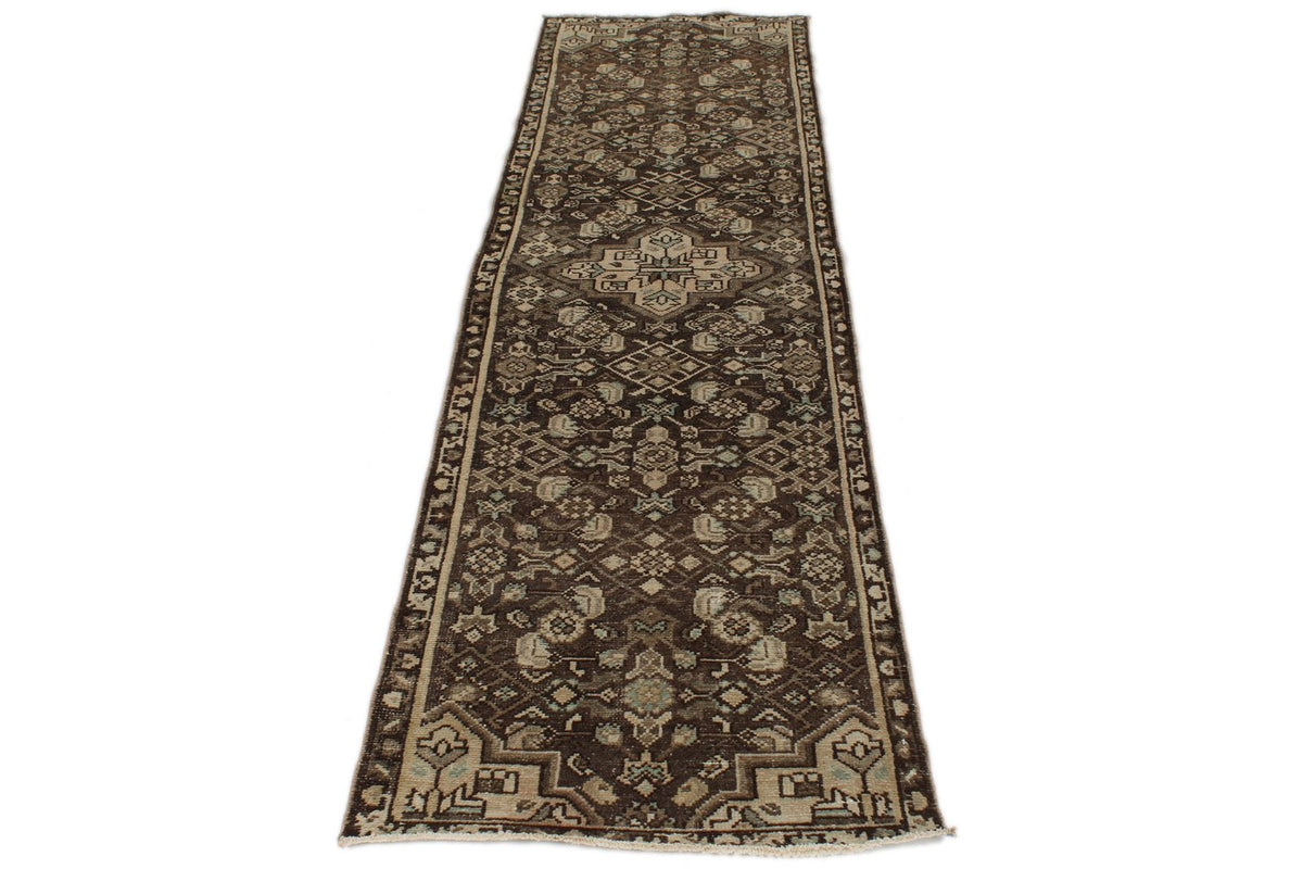 2x9 Brown and Ivory Persian Traditional Runner
