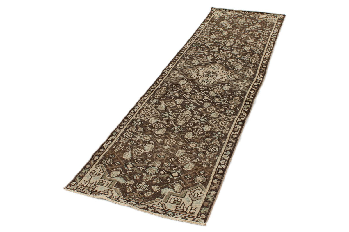 2x9 Brown and Ivory Persian Traditional Runner