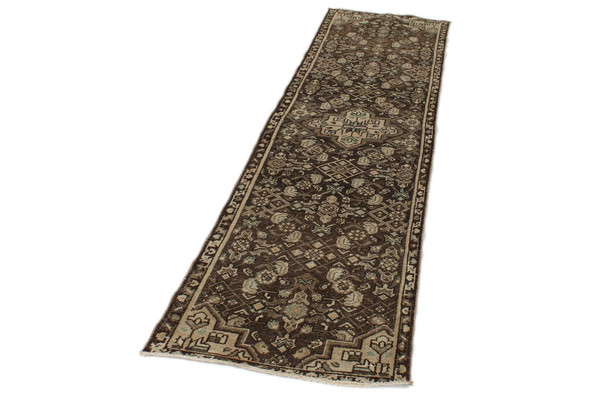 2x9 Brown and Ivory Persian Traditional Runner