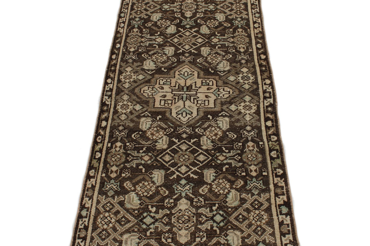 2x9 Brown and Ivory Persian Traditional Runner
