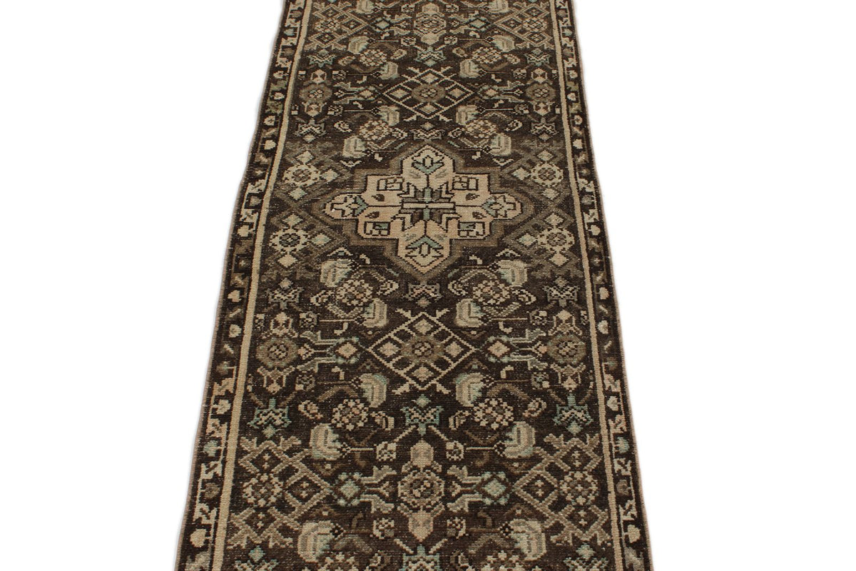 2x9 Brown and Ivory Persian Traditional Runner