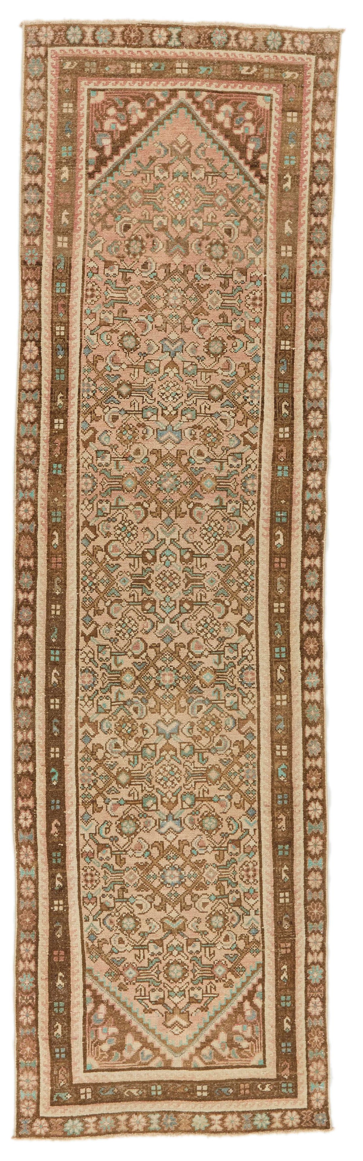 3x9 Pink and Brown Persian Traditional Runner