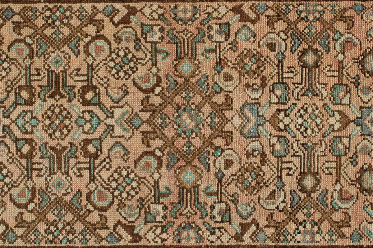 3x9 Pink and Brown Persian Traditional Runner