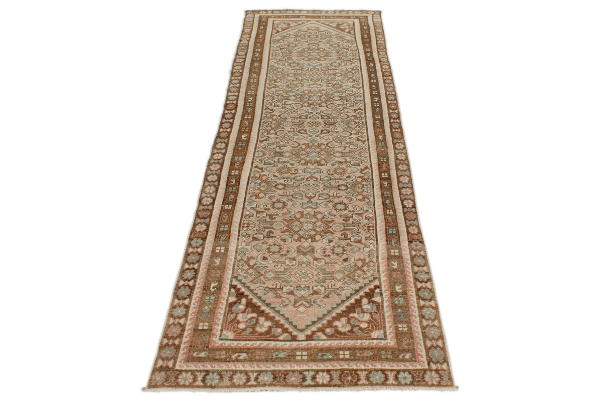 3x9 Pink and Brown Persian Traditional Runner