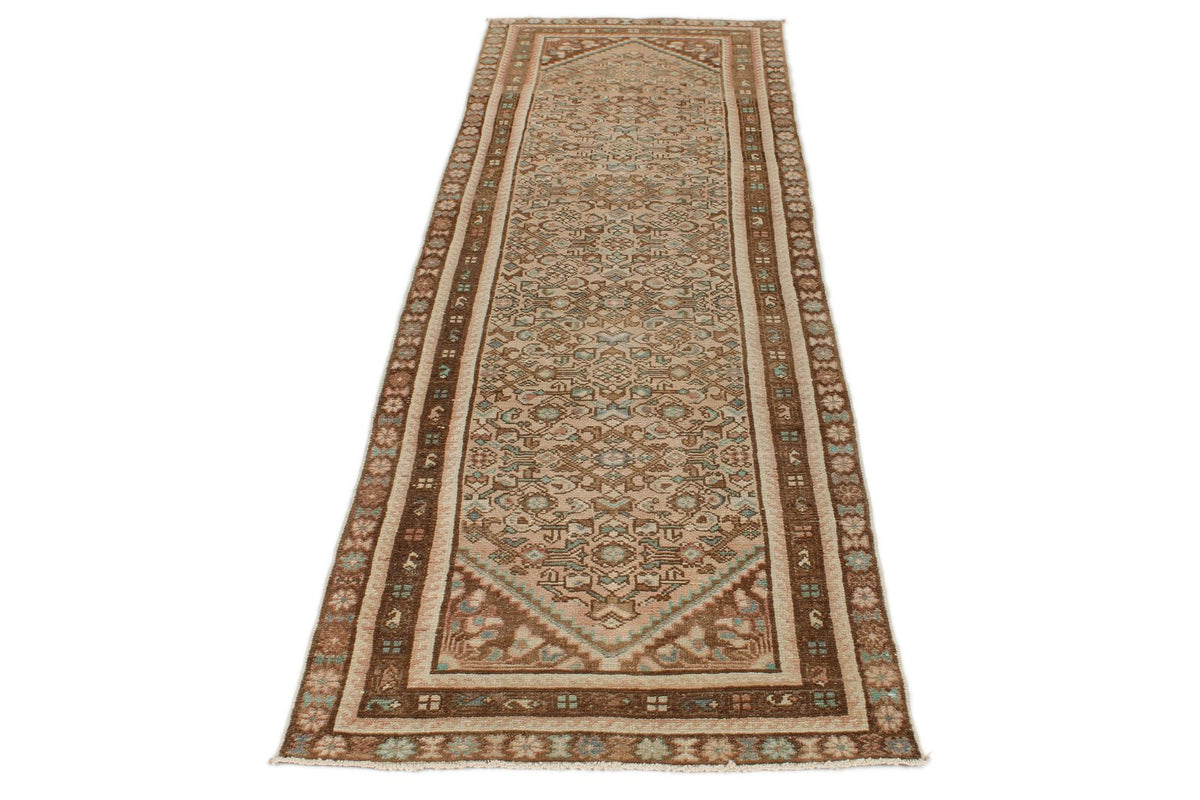 3x9 Pink and Brown Persian Traditional Runner