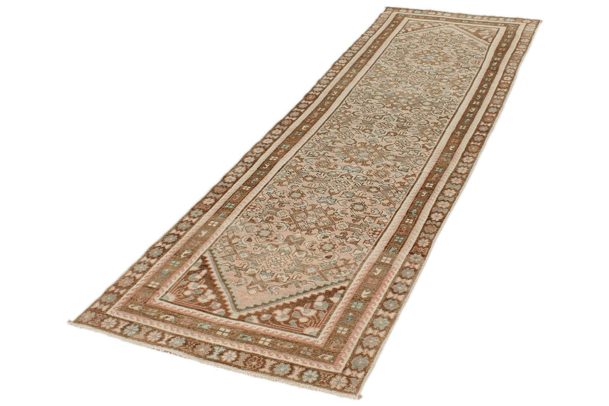 3x9 Pink and Brown Persian Traditional Runner