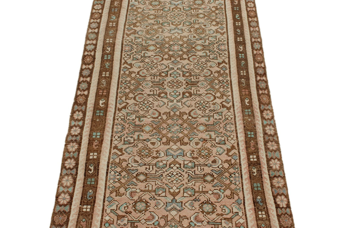 3x9 Pink and Brown Persian Traditional Runner