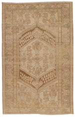 4x7 Ivory and Brown Persian Traditional Rug