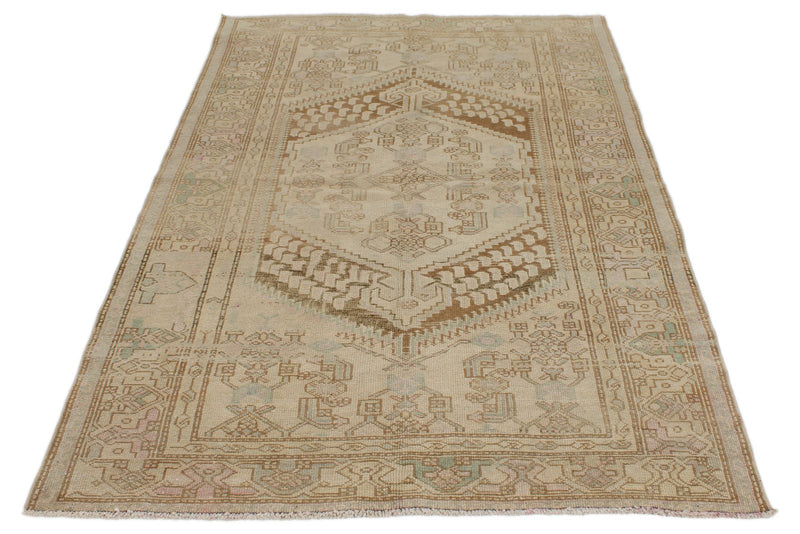 4x7 Ivory and Brown Persian Traditional Rug