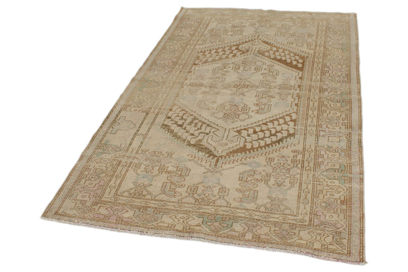 4x7 Ivory and Brown Persian Traditional Rug