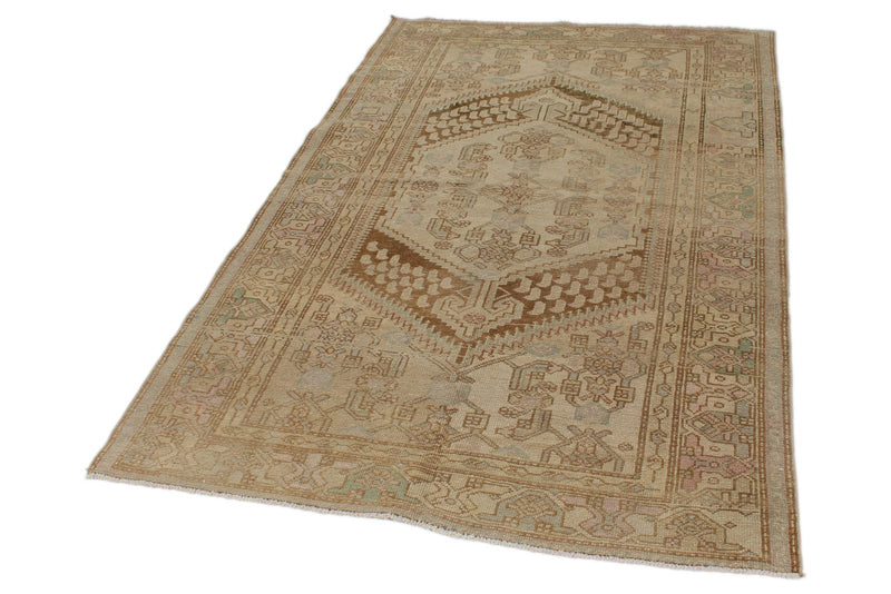 4x7 Ivory and Brown Persian Traditional Rug