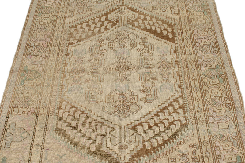 4x7 Ivory and Brown Persian Traditional Rug