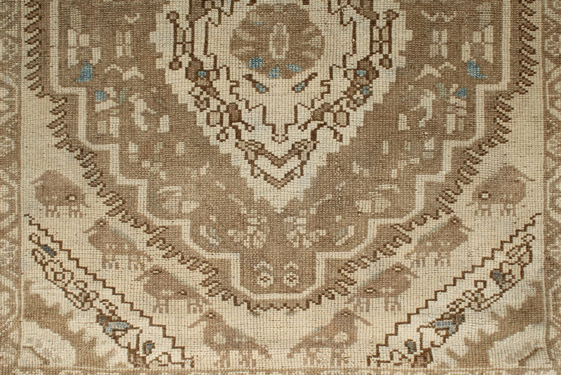 3x10 Ivory and Brown Persian Traditional Runner