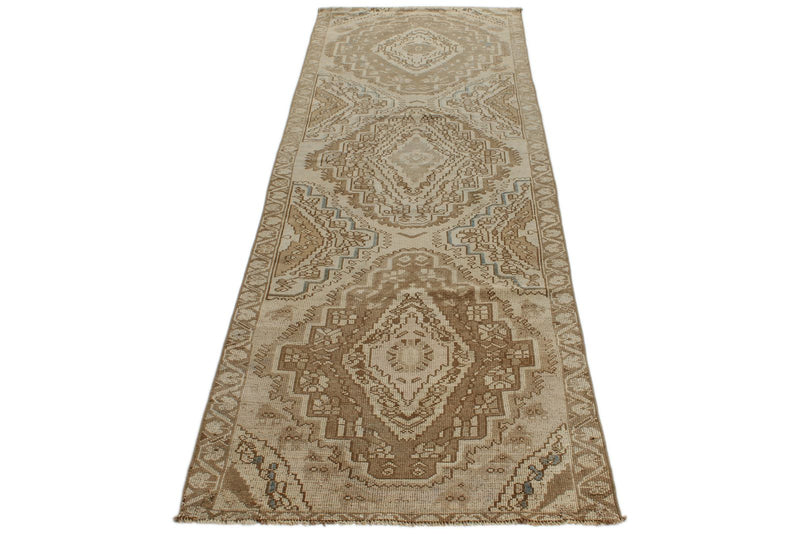 3x10 Ivory and Brown Persian Traditional Runner