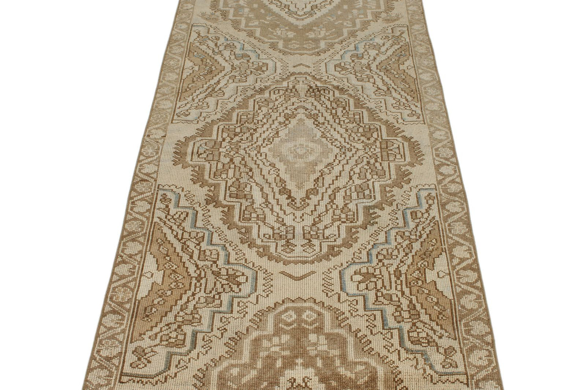 3x10 Ivory and Brown Persian Traditional Runner