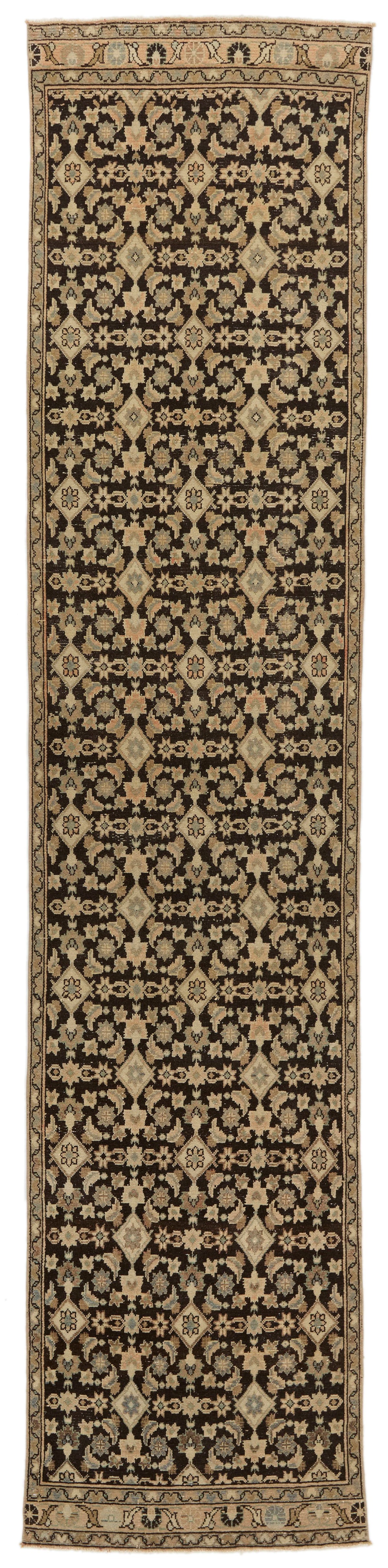 3x14 Ivory and Brown Persian Traditional Runner