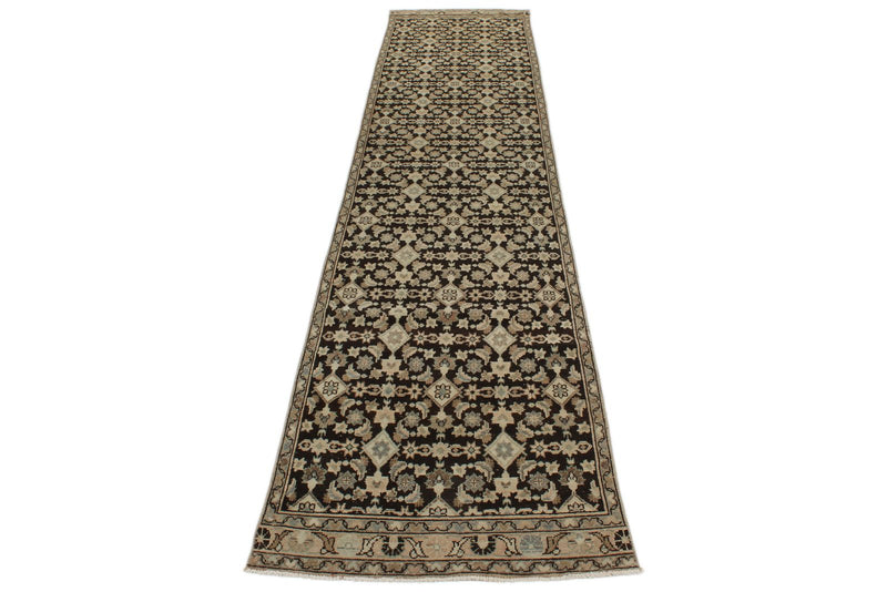 3x14 Ivory and Brown Persian Traditional Runner