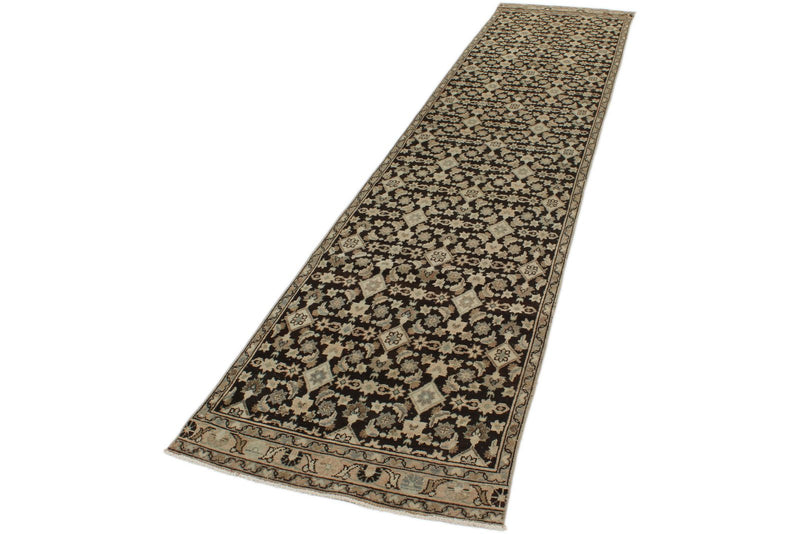 3x14 Ivory and Brown Persian Traditional Runner