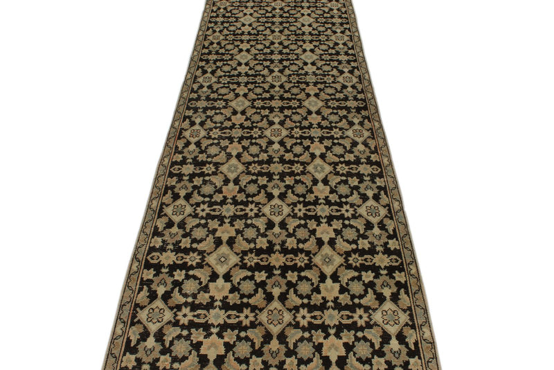 3x14 Ivory and Brown Persian Traditional Runner