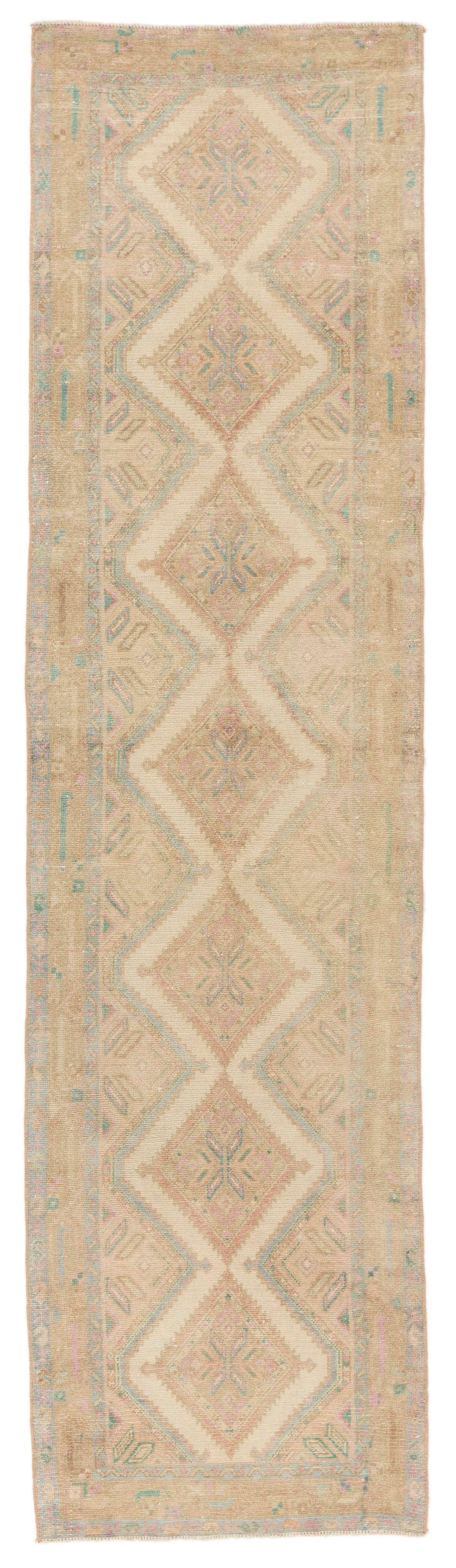 3x10 Ivory and Brown Persian Traditional Runner