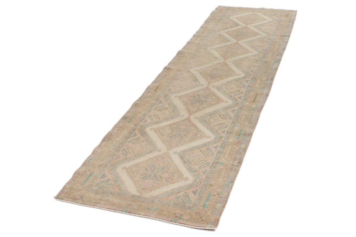 3x10 Ivory and Brown Persian Traditional Runner