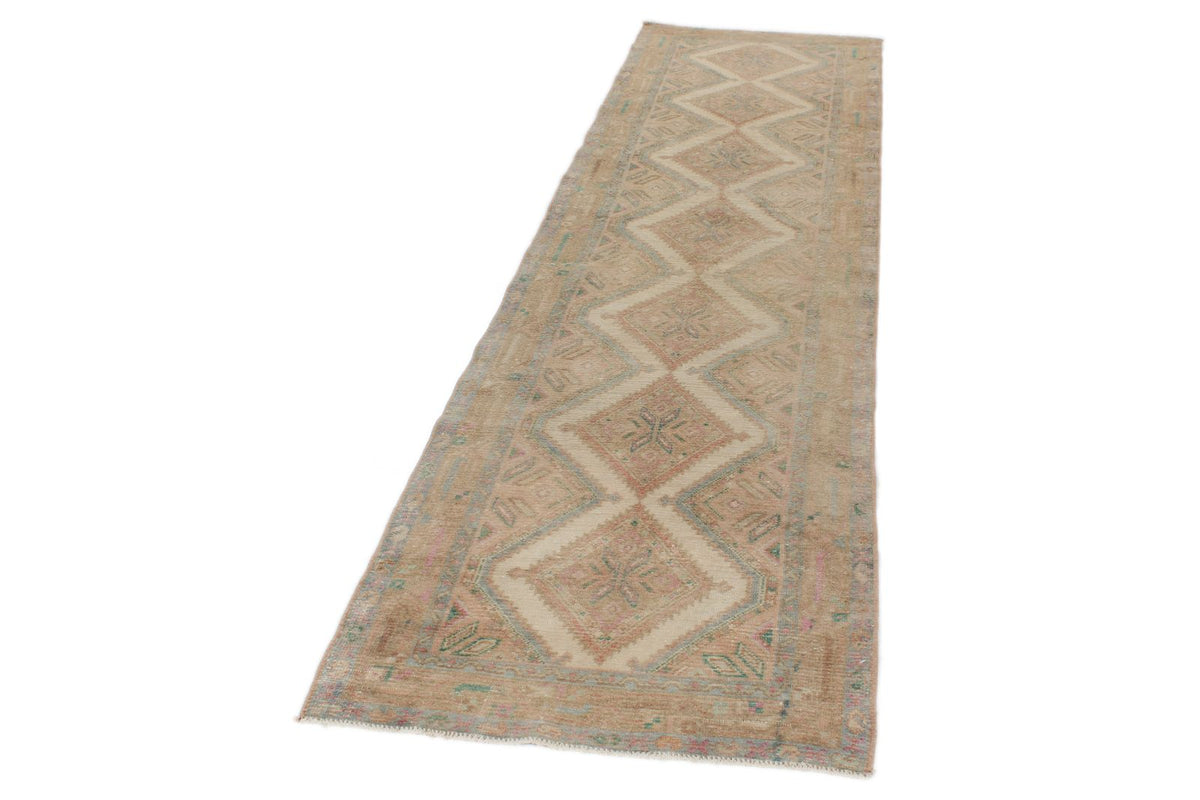 3x10 Ivory and Brown Persian Traditional Runner