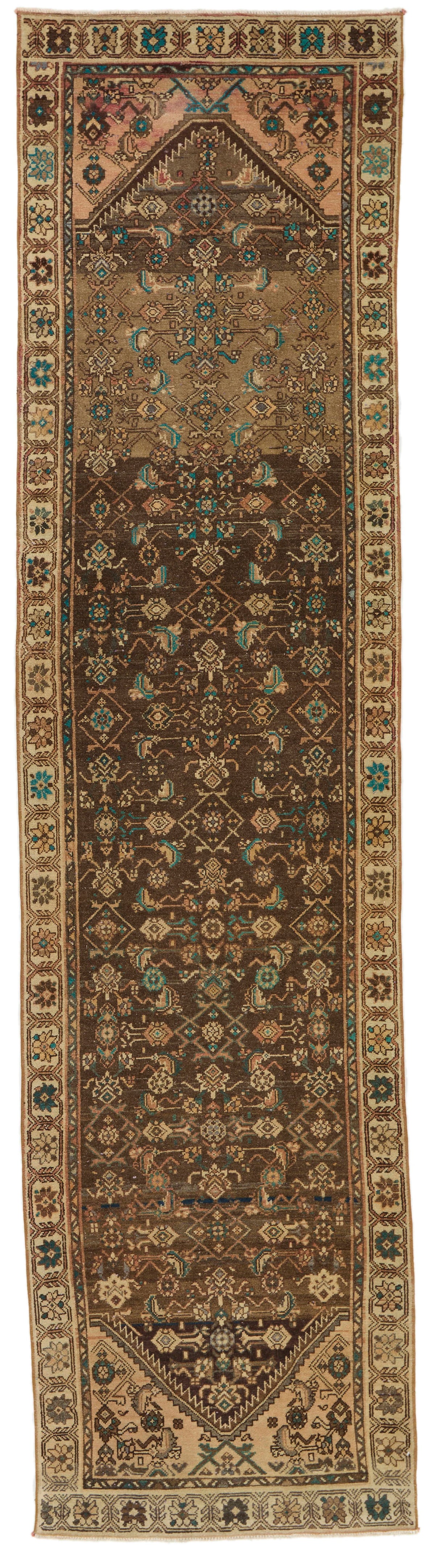 3x12 Brown and Ivory Persian Runner